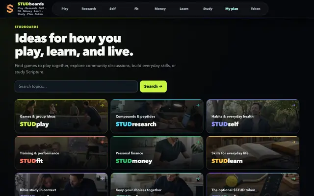Screenshot of Studboards | Real-Life Game Boards for Groups
