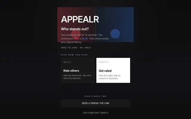 Screenshot of Appealr — Who stands out?