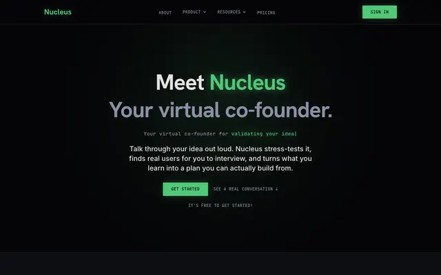Screenshot of Nucleus: Voice-First AI Co-Founder for Startup Founders