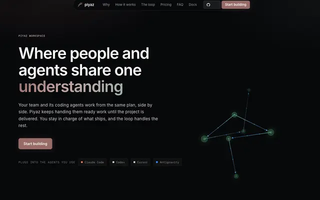 Screenshot of Piyaz · Where people and agents share one understanding