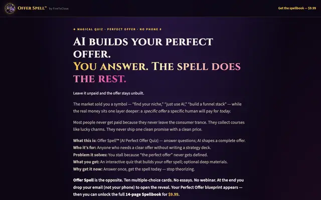 Screenshot of Offer Spell™ | AI Perfect Offer Quiz