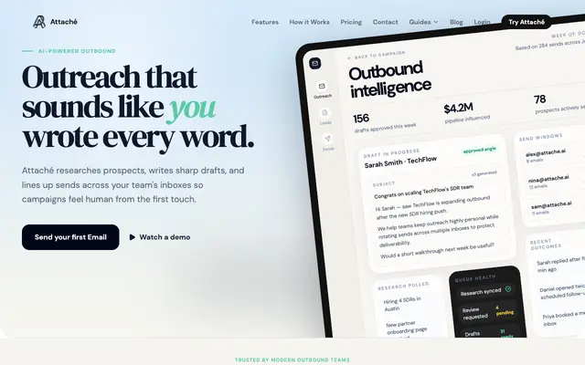 Screenshot of Attaché - Agentic Outreach