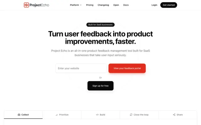 Screenshot of Project Echo - Product feedback software for SaaS businesses