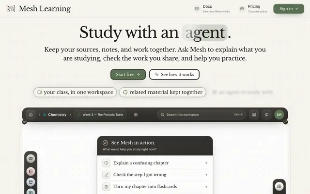 Screenshot of Mesh Learning | Stop switching screens