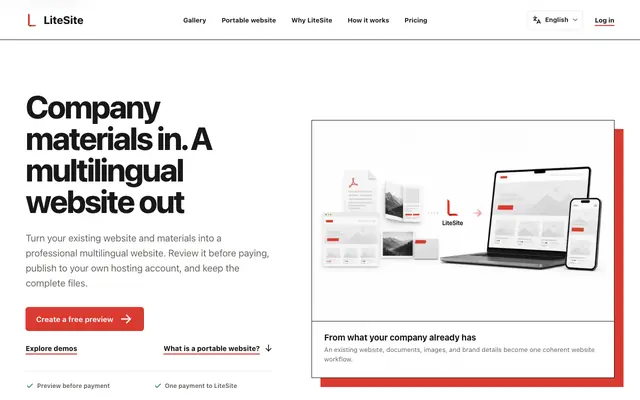 Screenshot of LiteSite | Build and Publish a Multilingual Business Website, Fast