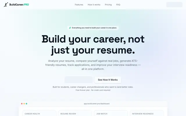 Screenshot of Build your career, not just your resume. — BuildCareer.PRO