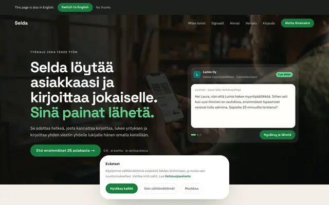 Screenshot of Selda — get customers without being a salesperson