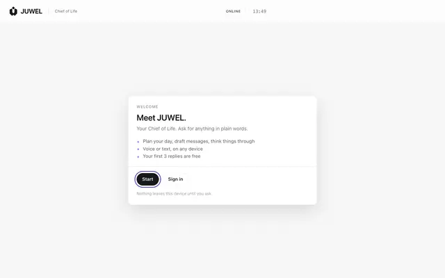 Screenshot of JUWEL OS: her own computer · Vext Labs