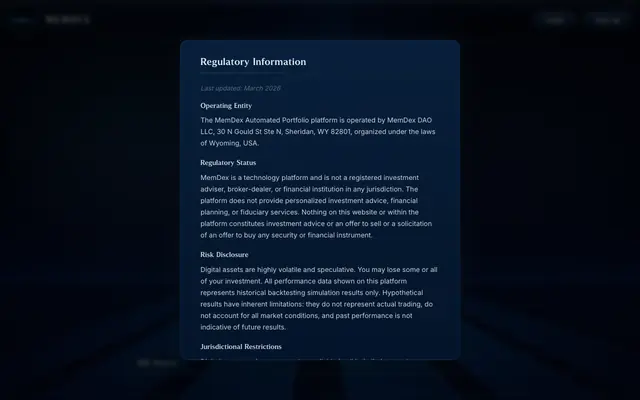 Screenshot of MemDex — The Automated Portfolio