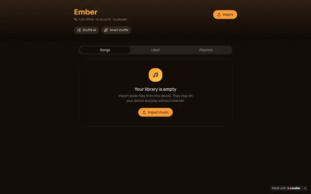Screenshot of Ember — Offline Music Player for Your Own Library