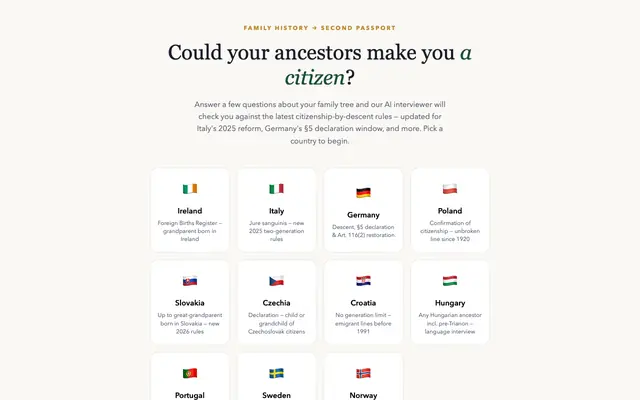 Screenshot of Heritage Passport Checker