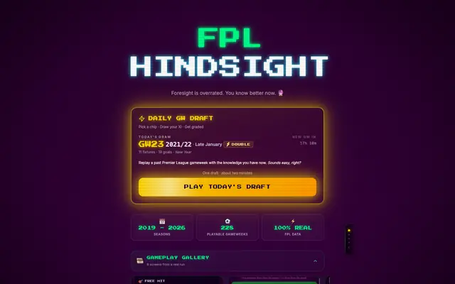 Screenshot of FPL Hindsight — Pick the Perfect Gameweek
