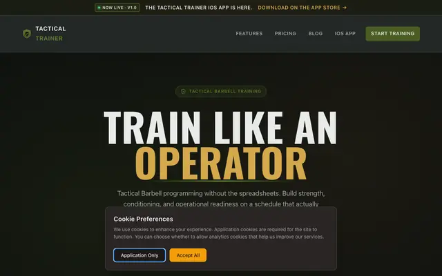 Screenshot of Fitness App for Tactical Athletes | Tactical Training Blog