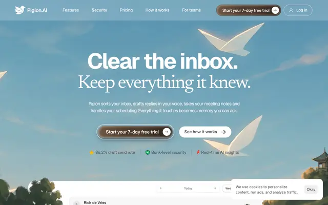 Screenshot of Pigion.AI | Jouw persoonlijke e-mail assistent