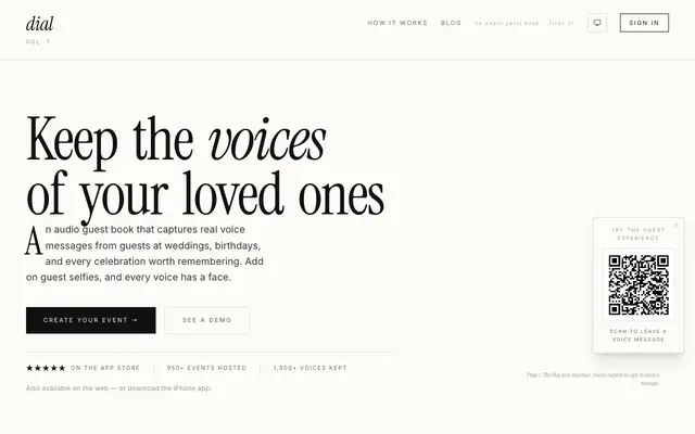 Screenshot of Dial — Audio Guest Book App for Weddings & Events