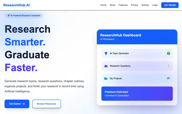 Screenshot of ResearchHub AI