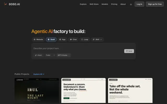 Screenshot of 8080.AI — Build with Scalable AI Agents