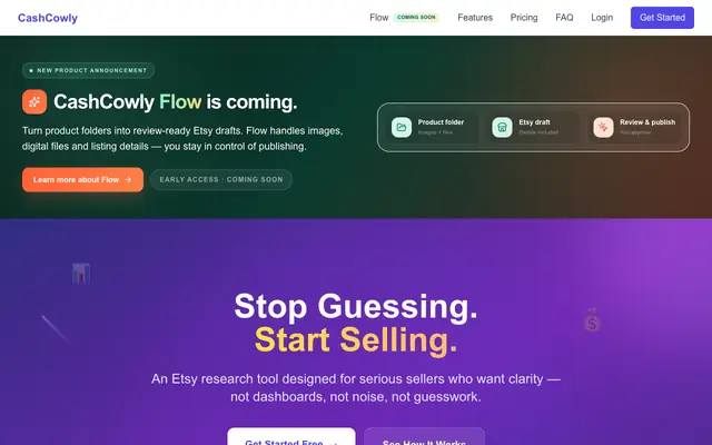 Screenshot of CashCowly - Etsy Research Tool