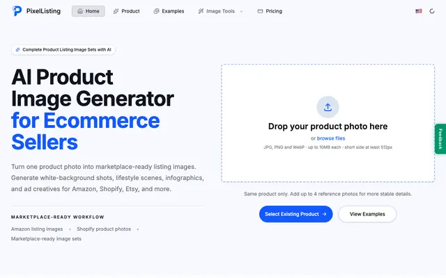 Screenshot of AI Product Image Generator for Ecommerce | PixelListing