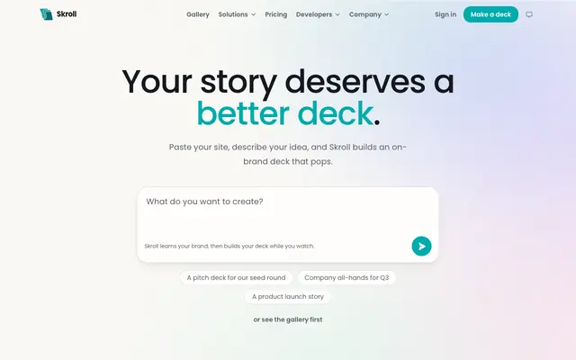 Screenshot of Skroll: Your story deserves a better deck