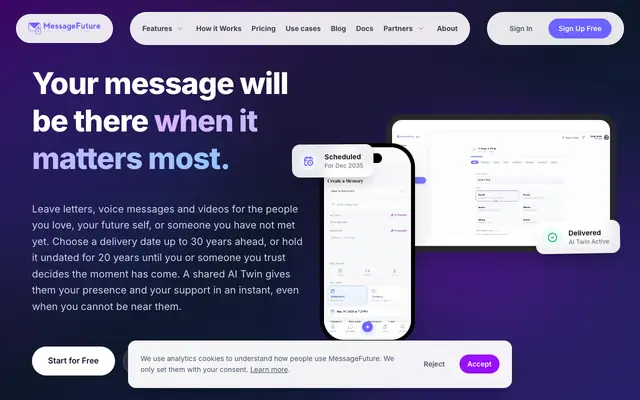 Screenshot of MessageFuture | Secure Your Digital Legacy
