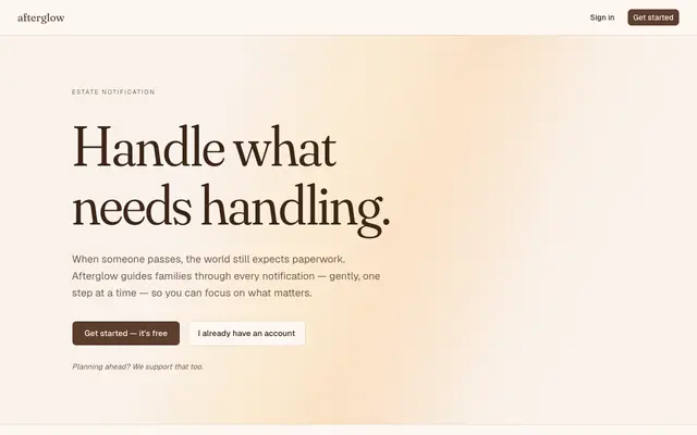 Screenshot of Afterglow — Handle what needs handling