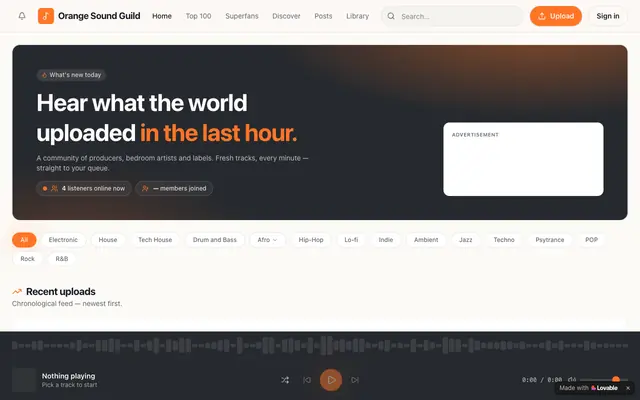 Screenshot of Orange Sound Guild — Discover and share music
