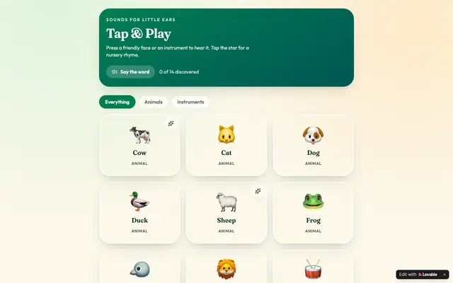 Screenshot of Tap & Play — Animal and Instrument Sounds for Toddlers