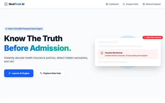 Screenshot of MediTruth AI | Intelligent Claim Analysis