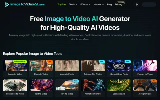 Screenshot of Free Image to Video AI – AI Video Generator from Images