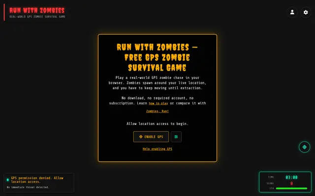 Screenshot of Run With Zombies | Real-world GPS zombie survival game