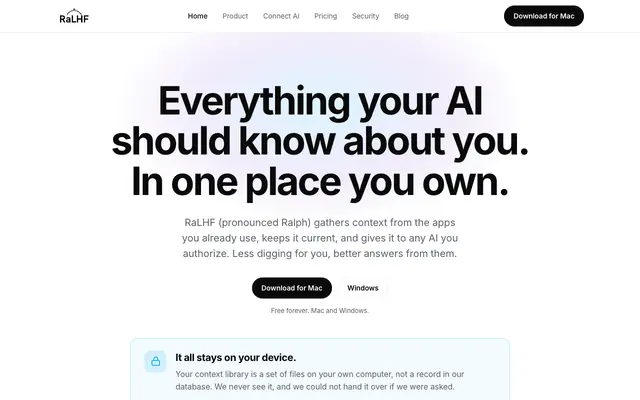 Screenshot of RaLHF - Better context = Better AI