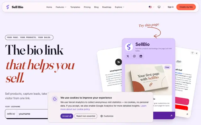 Screenshot of One Link That Qualifies Leads Before You Call | Sell Bio