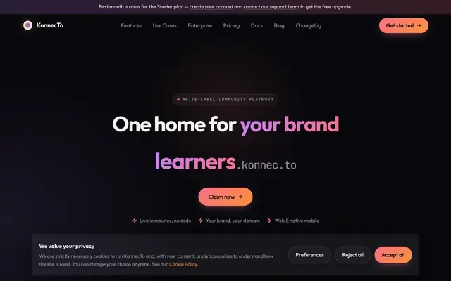 Screenshot of Community Platform for Modern Organizations | KonnecTo