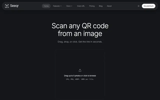 Screenshot of Seeqr - Scan Any QR Code from an Image, Free & Private