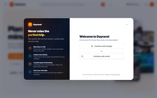 Screenshot of Dayravel: Where to Travel, Best Time to Visit & Things to Do – 2026