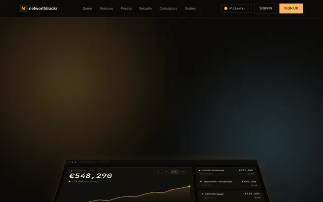 Screenshot of NetWorthTrackr — Calculate & Track Your Net Worth Live