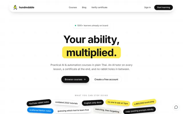 Screenshot of hundredable