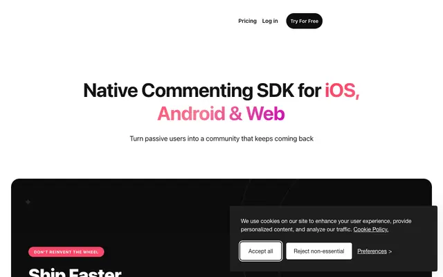 Screenshot of GossipStack — Drop-in Commenting & Social Feed SDKs for Web and Mobile Apps