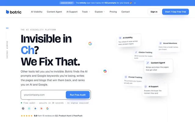 Screenshot of Botric | Invisible in AI Search? We fix that