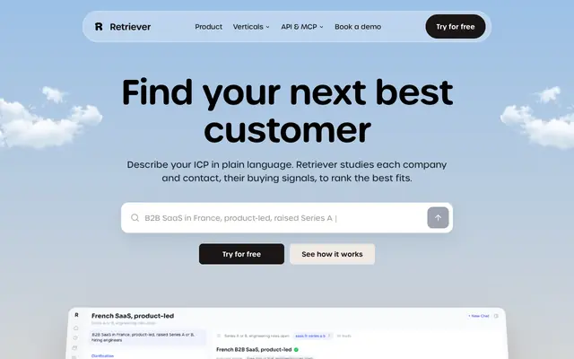 Screenshot of Retriever: The Semantic ICP Search Engine for B2B Sales