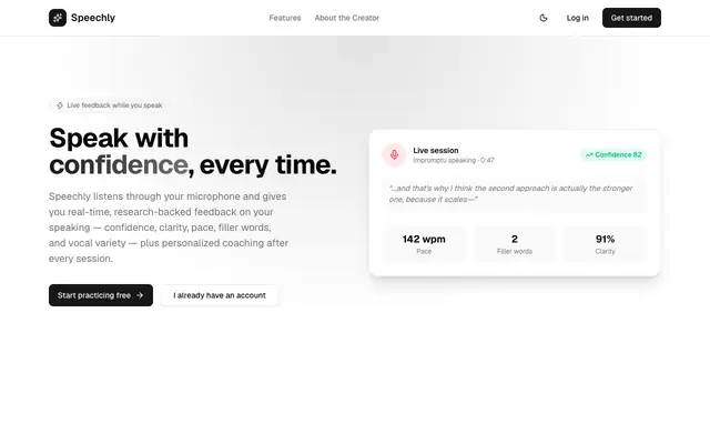 Screenshot of Speechly