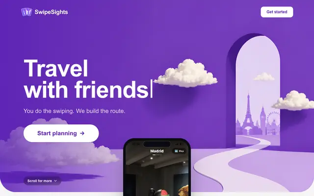 Screenshot of SwipeSights — Plan Group Trips by Swiping | Free Itinerary Maker