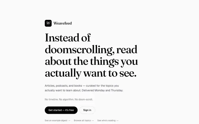 Screenshot of Weavefeed
