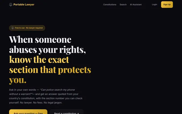 Screenshot of Portable Lawyer - Know Your Constitutional Rights