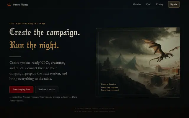 Screenshot of Gibborim Foundry