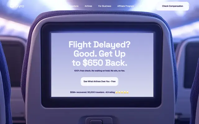 Screenshot of Easy Flight Compensation | Claim Airline Refunds with Gyro