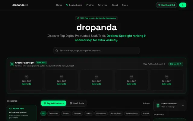 Screenshot of dropanda – Flash Sale Platform for Digital Creators