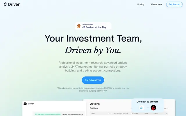 Screenshot of Driven — AI Investment Agent | Your Investment Team