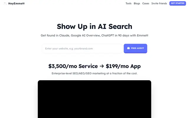 Screenshot of HeyEmmett | Get found in AI Search like Claude & ChatGPT